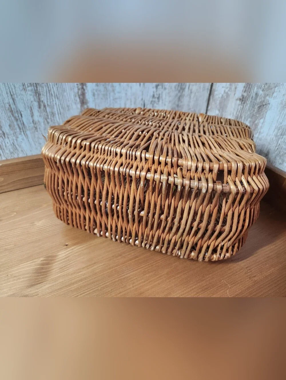 Woven Rattan Woven Natural Basket Tote in Natural Brown Handles Purse